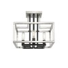 Z-Lite Quadra 4 Light Semi Flush Mount, Brushed Nickel + Black 456SF-BN-BK